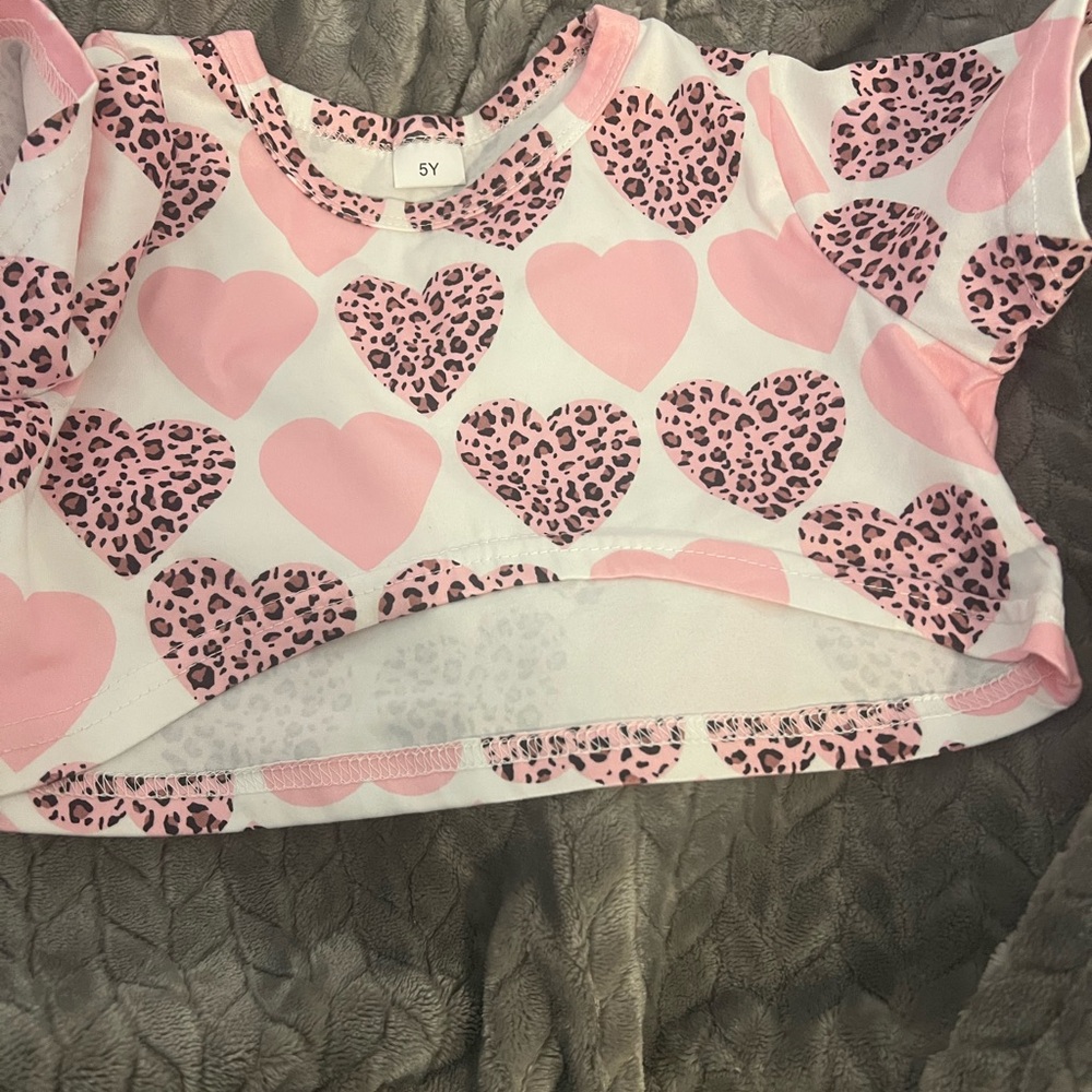 Pink Heart and Leopard Print Top